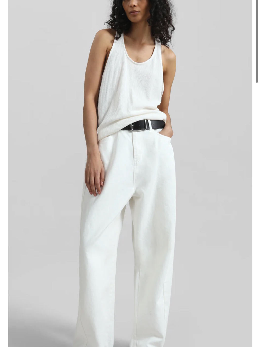 Frankie Shop Frayed Seam Barrel Leg Jean